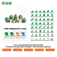 IFAN en promotion : Robinet à bille en laiton PPR à double union avec poignée longue rouge, pour raccords de tuyauterie PPR de 20 à 63 mm