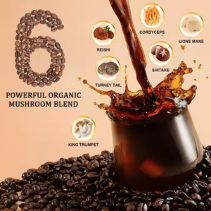 Café de Hongos 6 en 1, Mezcla de Café Árabe con Hongos Cordyceps y Reishi, Sabor a Chocolate Amargo, Café Instantáneo - Product Image 3