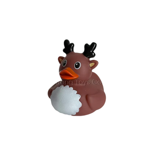 Brinquedos de Banho em Forma de Pato de Borracha PVC Personalizados com Design de Padrões para o Natal - Product Image 4