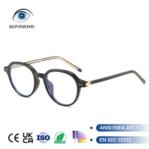 Gafas con Bloqueo de Luz Azul Z87.1, Montura Redonda, para Hombre y Mujer, Gafas para Computadora, Anti Fatiga Ocular, Resistentes a Impactos, Patillas Metálicas, Transparentes - Product Image 1