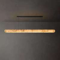 Lustre en bois en forme de rectangle long, LED, hauteur réglable, corps noir, lumière blanche chaude 2700K, éclairage pour salon