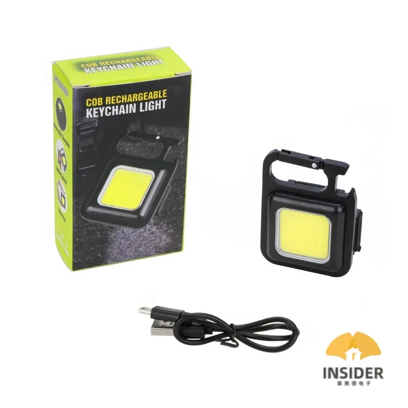 Rechargeable 4 Light Modes Portable Pocket Light Keychain Mini Flashlight With Bottle Opener,Magnet Base,Folding Bracket