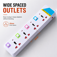 Multiprise industrielle professionnelle 3 voies universelle 10A 2500W avec interrupteurs individuels et câble de 2m pour usage domestique