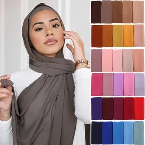 En gros Respirant Léger Rayonne Sergé Coton Tissé Polyester Mousseline De Soie Coton Main Modal Sensation Hijab Écharpe