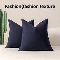 Housse de coussin carrée en fibre de polyester épaisse et lavée, avec fermeture éclair et bords ourlés, pour canapé de salon moderne