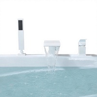Robinet de baignoire cascade Huagao en laiton blanc contemporain, 1 trou, monocommande, eau chaude et froide, jet pluie, valve en céramique