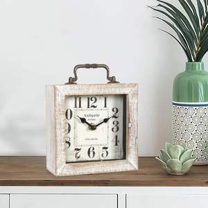 Retro Vintage <strong>White</strong> Decorative Wood Desk/Table <strong>Mantel</strong> <strong>Clock</strong> Farmhouse Decor Handmade Battery Operated Small <strong>Clock</strong> for Living - Product Image 4