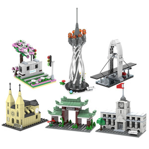 Modèle de la Tour de Canton, monument urbain, en blocs de construction en plastique DIY, compatibles avec les petites pièces de la Cathédrale, cadeau de fête à assembler - Product Image 5