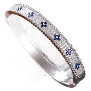 Pulsera de cristal para mujer de Europa del Este, con diseño de flores doradas y blancas, microincrustaciones, joyería de boda - Product Image 5