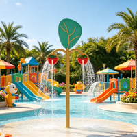 Seau à bascule en forme d'arbre pour hôtel, camping, parc aquatique – Seau de distribution combiné en acier inoxydable pour aire de jeux aquatique