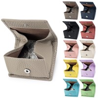 Mini portefeuille en cuir de vache pour femmes, porte-monnaie à boucle en cuir véritable, petite pochette de rangement