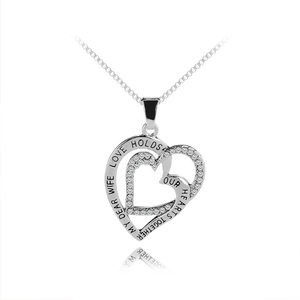 Collar con Colgante en Forma de Corazón y Cadena de Serpiente de Aleación de Zinc, ZRM Fashion, Mi Querida Esposa, El Amor Unifica Nuestros Corazones, Regalo Romántico de Aniversario - Product Image 1