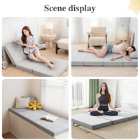 Colchoneta Portátil de Espuma Viscoelástica, Plegable en Cuatro Partes, Antideslizante, Lavable, Tipo Tatami, para Siesta o Yoga