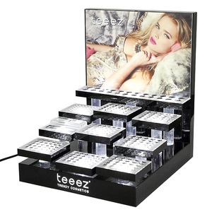Sang trọng Acrylic led trang điểm bàn chải hiển thị Lipgloss sản phẩm hiển thị đứng <span class=keywords><strong>Countertop</strong></span> Mỹ phẩm son môi hiển thị giá - Product Image 3