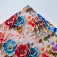 Tissu en coton bleu vintage à fleurs, imprimé réactif, toucher doux, tissu floral pour robe, jupe, chemisier, vêtements de nuit, matériel de couture pour femmes