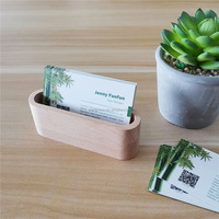 Wanuocraft Personnalisé Logo Hêtre Noyer En Bois Support de Carte Porte-Stylo De Bureau Carte de Visite Boîte Organisateur