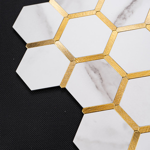 Chất lượng tốt bán buôn nội thất mạnh mẽ dính nhà bếp backsplash vỏ và dính nhôm hình lục giác Gạch Mosaic - Product Image 4