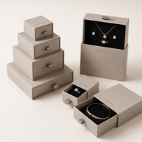 Boîte à tiroir en papier de luxe SHINY avec estampage à chaud et ruban de qualité supérieure pour collection de boucles d'oreilles haut de gamme