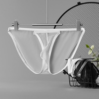 Stock disponible, livraison rapide : String respirant en maille transparente et soie glacée imprimée pour homme |   Pochette U-Convex à taille basse, élégante et transparente