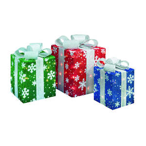 3 sets <span class=keywords><strong>LED</strong></span> thắp sáng trong nhà/ngoài trời glittered Christmas Eve Hộp Quà Tặng 100L bông tuyết mô hình cho kỳ nghỉ trang trí - Product Image 1