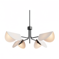 Lustre suspendu moderne simple et luxueux à 4 lumières, pliable, en lin doré, avec abat-jour ovales en forme de fleur, hauteur réglable, LED, économie d'énergie