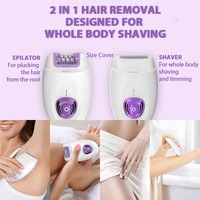 Épilateur 2 en 1 pour épilation du visage rechargeable 32 pinces à épiler pour peau lisse corps entier 2 vitesses rasoir électrique
