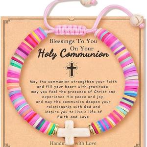 Bracciale incrociato colorato con perline per donne ragazze impilabile con catena di amicizia gioielli regalo per bambini artigianato incrociato - Product Image 1