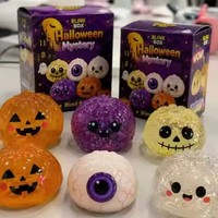 Jouet anti-stress Squishies Halloween en forme de boulette fantôme mignonne avec ruban pailleté, à remontée lente, en TPR pour enfants et adultes
