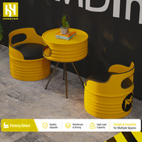 Ensemble table et chaises de salle à manger industrielles en fer sur mesure OEM avec rangement, mobilier de restaurant moderne, durable et écologique
