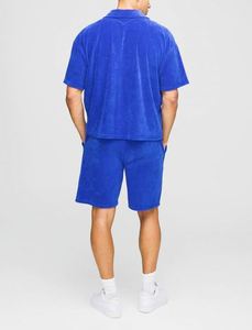 Ensemble de survêtement en velours oversize coupe carrée avec polo à revers et short à manches courtes pour fabricants de vêtements - Product Image 2