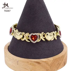 Conjunto de joyería de rubí chapado en oro de 18K para mujer, nuevo diseño, T0267, Envío Gratis