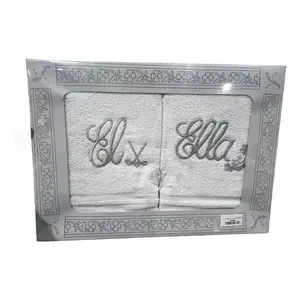 Serviettes brodées pour lui et pour elle, 100% coton, rectangulaires, pour la maison et la salle de bain - Product Image 5