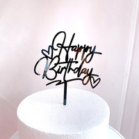 Hand schreiben Gold alles Gute zum Geburtstag Mini Herz Kuchen deckel Acryl Geburtstag Cupcake Topper Kinder Geburtstags feier Kuchen Dekorationen