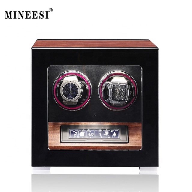 MINEESI Luxury Wooden Watch Winder 2/4/6/9/12 Capacity Protective Sustainable Shock Resistant Storage Box with Automatic Chainer