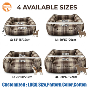 Coussin pour chien en coton à carreaux personnalisé OEM, <span class=keywords><strong>harnais</strong></span> pour chien, lit confortable pour animaux de compagnie, <span class=keywords><strong>harnais</strong></span> en polaire doux de luxe pour petits et moyens chiens - Product Image 3