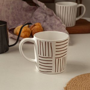 Mug en céramique simple à motif lignes couleur café, tendance, pour couple, <span class=keywords><strong>amitié</strong></span>, cadeau de vacances - Product Image 4