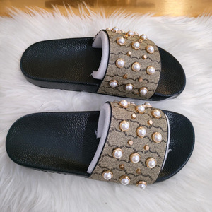 Nouvelles Sandales Décontractées Premium 2026 à Monogramme et Perles Marron, Ornées de Faux Perles - Product Image 6