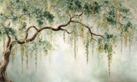 Papier peint mural botanique grand arbre à branches suspendues, imperméable, autocollant, pour la décoration murale de la maison