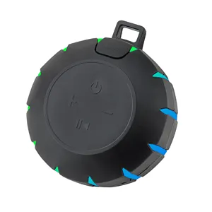 Keychain Mini Round Waterproof Sound Music Player RGB Light Outdoor LED BT Wireless Audio Speaker