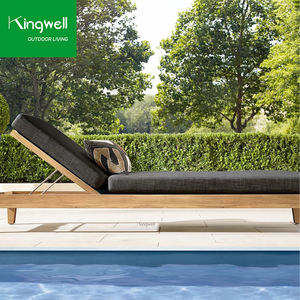 เตียงอาบแดดทรงสี่เหลี่ยมหรูหราทันสมัย ทำจากไม้สัก สำหรับใช้กลางแจ้ง โรงแรม สระว่ายน้ำ ลานบ้าน สวนสาธารณะ พร้อมเบาะรองนั่งกันรังสียูวี - Product Image 1