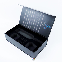 Boîte cadeau magnétique pliable rigide noire avec logo personnalisé, emballage en carton plat de luxe pour vêtements et cosmétiques