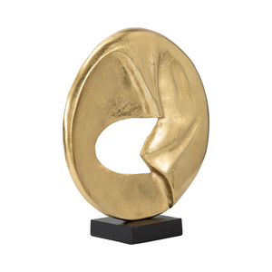 Scultura moderna a forma di cerchio in alluminio dorato, statuetta per decorare la casa, soggiorno, ufficio, mensola, opera d'arte - Product Image 2