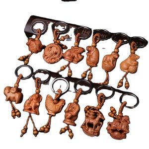 Китай, традиция 12, Двенадцать зодиака, персиковый деревянный резной 3D брелок с драконом для подарка, кулон - Product Image 1