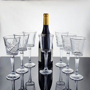 Copa de champán vintage de 205 ml con relieve floral, copa transparente con tallo para vino espumoso y vajilla de bar - Product Image 5