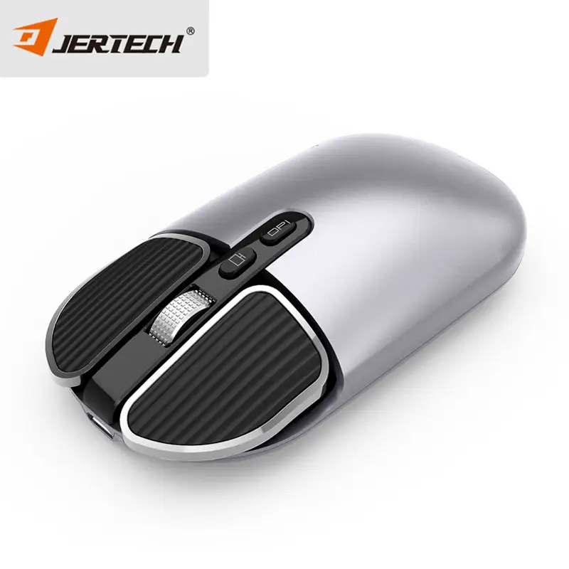 Jertech siyah taşınabilir akülü 2.4G fare BT çift mod sessiz dizüstü bilgisayar fare inalámbrico kablosuz şarj edilebilir fare