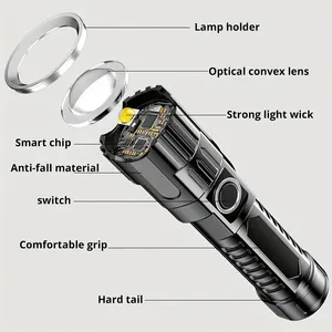 Torcia <span class=keywords><strong>LED</strong></span> Ricaricabile ad Alta Potenza con Zoom, Ricarica USB, Batteria al Litio Integrata, Portatile <span class=keywords><strong>per</strong></span> Uso Esterno e Viaggi - Product Image 2