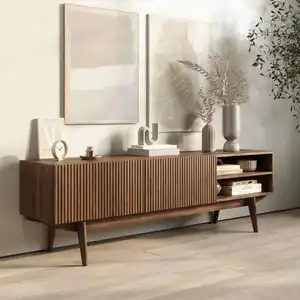 Stylish Modern Design TV Stand Slim And Spacious 2-Door TV Cabinet With An Open Niche