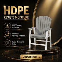 Chaise Adirondack moderne écologique en plastique recyclé, portable, résistante à l'eau et aux UV, chaise longue de jardin, entretien réduit