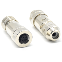 Conector de alimentación a prueba de agua M12, enchufe hembra de 4 pines y enchufe macho tipo DIN con terminación de tornillo