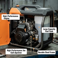 6500i Luftgekühlter Inverter-Generator 5,5kW Max. Automatischer Start Robustes Kofferdesign Tragbarer Benzin-Generator für netzunabhängiges Wohnen EPA 15L